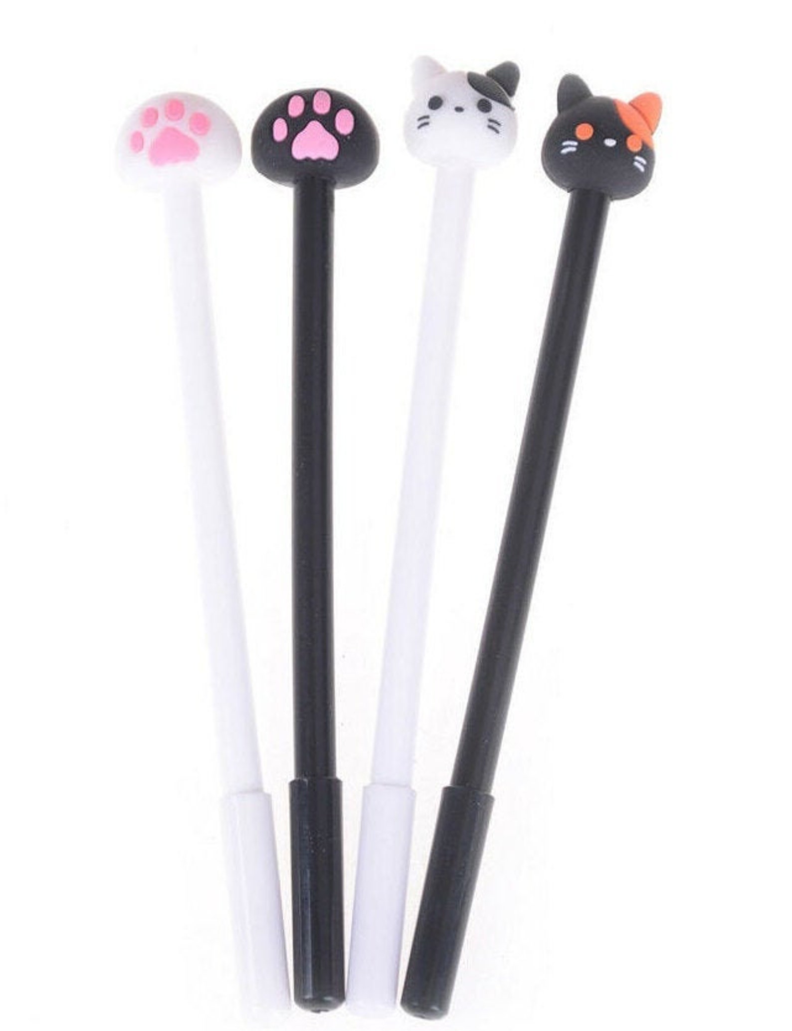 1 Black Cat Pen White Cat Pen Cat Ballpoint Pen Cat Paw Etsy