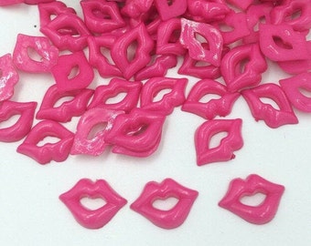 10 Lip Cabochons, Crafting Supplies, Slime Making Charms, Beading Supplies, Flat Resin Lip Charms, Resin Lip Charms, Card Making Supplies