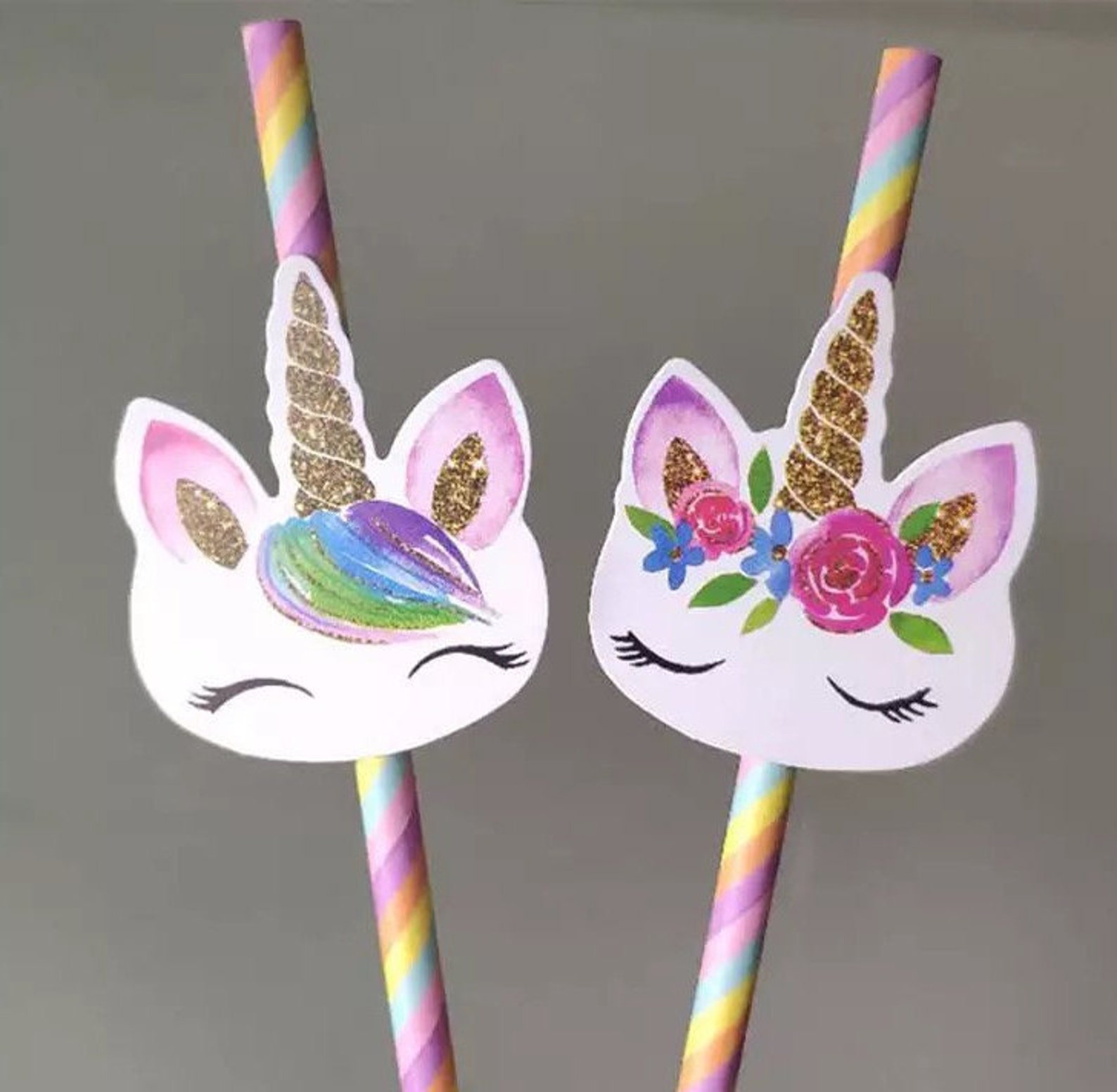 20 Unicorn Straws Rainbow Straws Birthday Party Supplies Etsy Canada