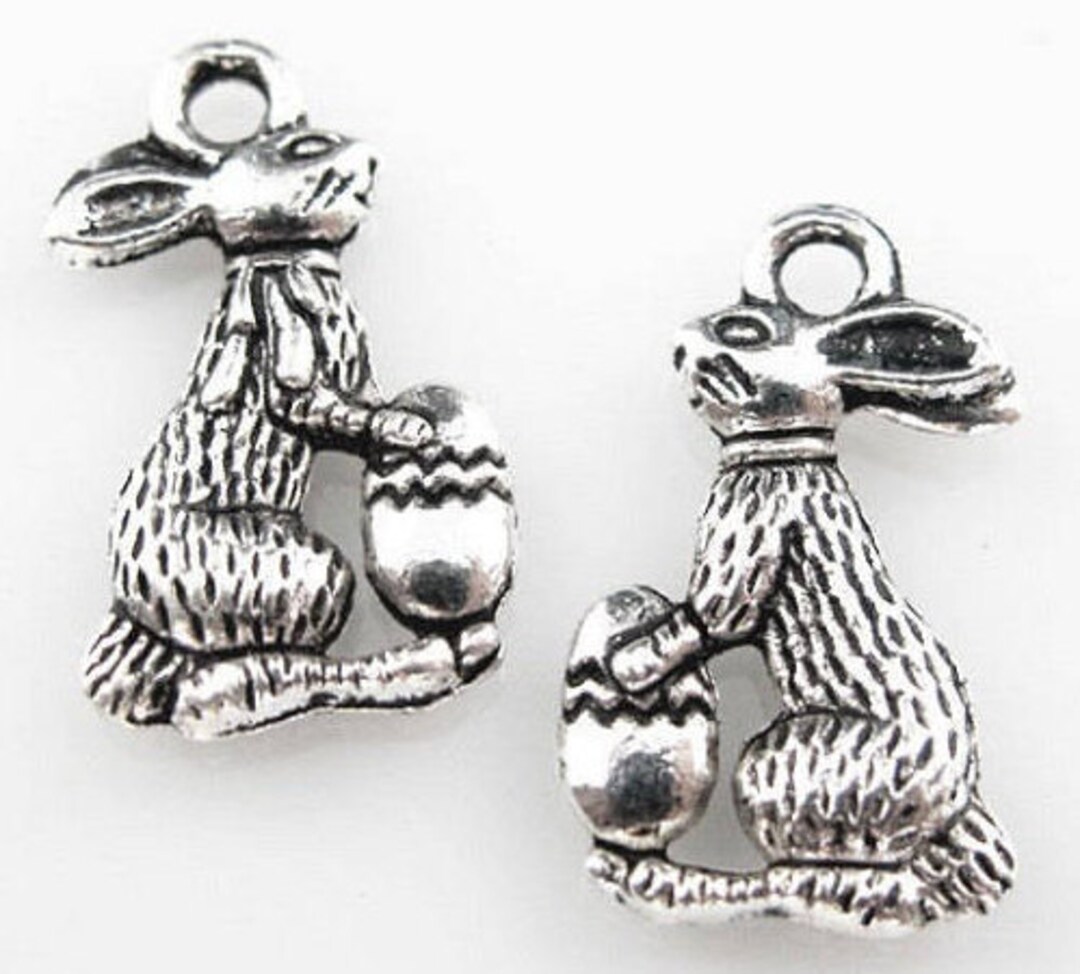 10 Easter Bunny Charms, Rabbit Pendants, Beading Supplies, Craft ...