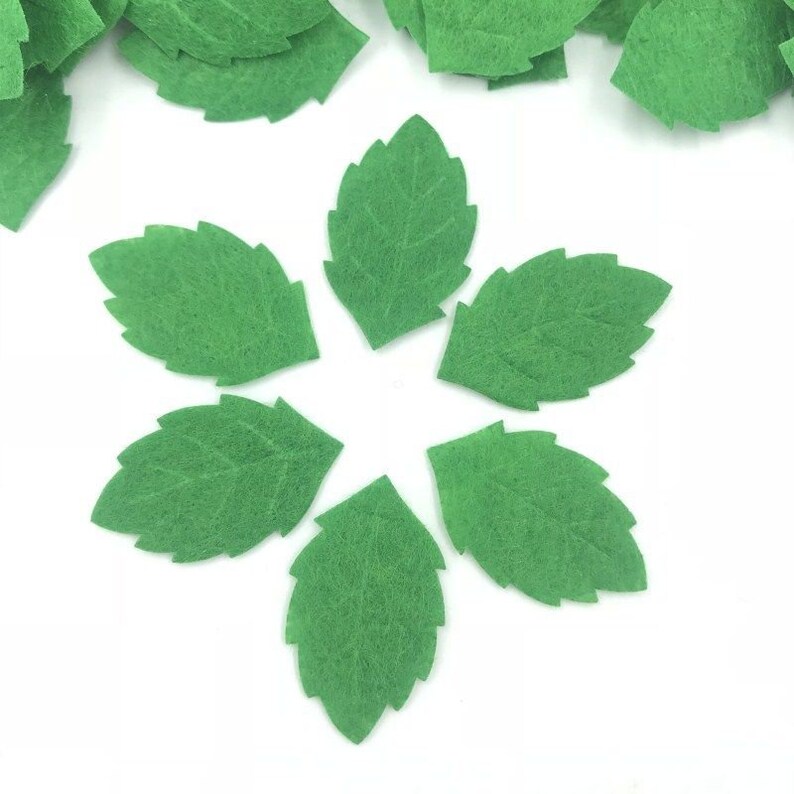 25 Fabric Leaves Felt Leaf Green Felt Appliques Green Felt Etsy