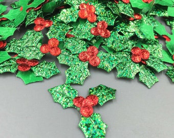 25 Holly Leaves, Green Holly Leaves, Holly Berry Leaves, Holly Leaves, Holly Applique, Holly Leaves, Christmas Crafts, Green Holly Leaves
