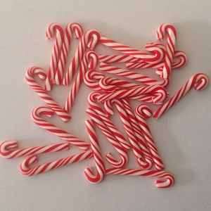 10 Clay Candy Canes, Craft Supplies, Dollhouse Candy, Faux Candy Canes, Mini Candy Canes, Christmas Craft Supplies, Holiday Arts and Crafts,