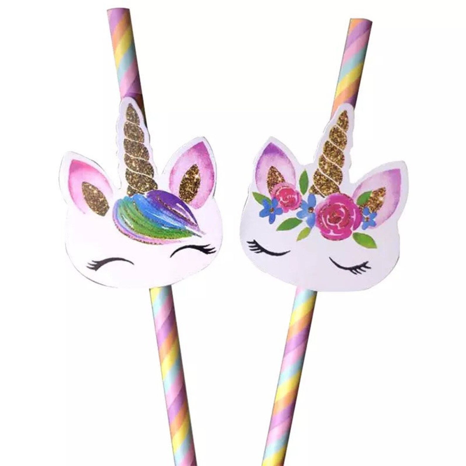 20 Unicorn Straws Rainbow Straws Birthday Party Supplies Etsy Canada