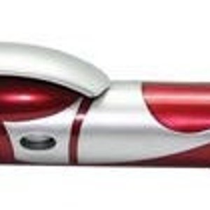 May include: A silver and red toy car with a streamlined design. The car has a rounded front end and a long, narrow body.