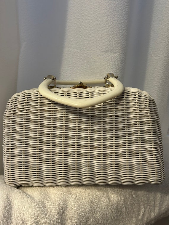 Vintage White Wicker Handbag