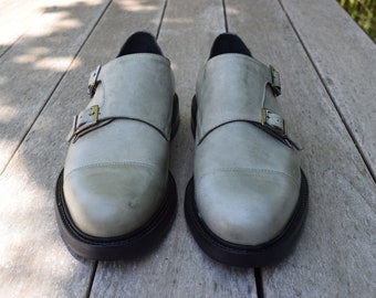 Zapatos de hombre con dos hebillas, hechos a mano, en piel de becerro genuina, hechos en Italia