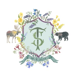 Custom Hand Painted and Digitized Monogram Crest Artwork for wedding, home and family