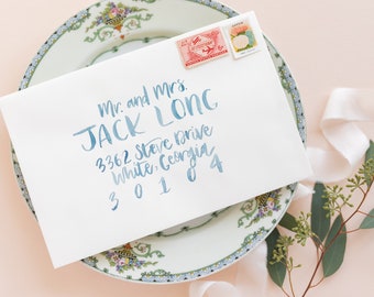 Custom Handwritten Wedding Envelope Calligraphy Outer Envelope Calligraphy Addressing in Watercolor Script Wedding Calligraphy