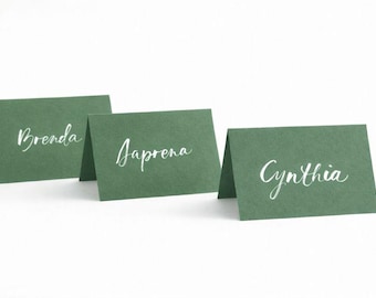 Custom Brush Calligraphy Personalized Place Cards or Escort Folded Cards for Wedding Decor