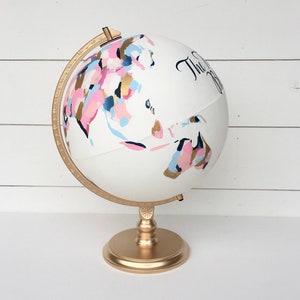 Custom Hand Painted Abstract Colorful World Globe with personalization for Wedding Guestbook and Home Decor image 9