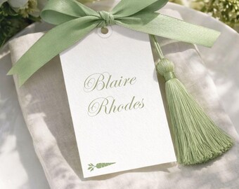 Gift Tag Place Card with Tassel and Ribbon for Reserved Seats, Seating Chart, or Escort Cards