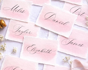Custom Watercolor Place Cards with Personalized Calligraphy – Wedding & Event Table Reception Decor Escort Cards