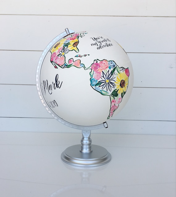 Floral And Colorful World Globe Wedding Guestbook Art Piece Etsy Floral And Colorful World Globe Wedding Guestbook Art Piece Etsy