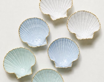 Personalized Scallop Shell Ring Dish | Custom Monogram Trinket Dish | Coastal Wedding Favor | Bridesmaid Gift