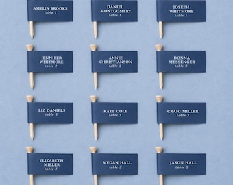 Set of 12 Golf Tee Place Cards: Wedding Reception Seating Chart Custom Escort Cards Summer Wedding