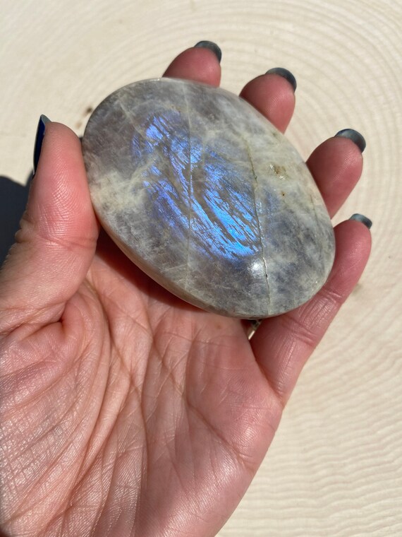 Large Moonstone Palm Stones with beautiful Blue Flash