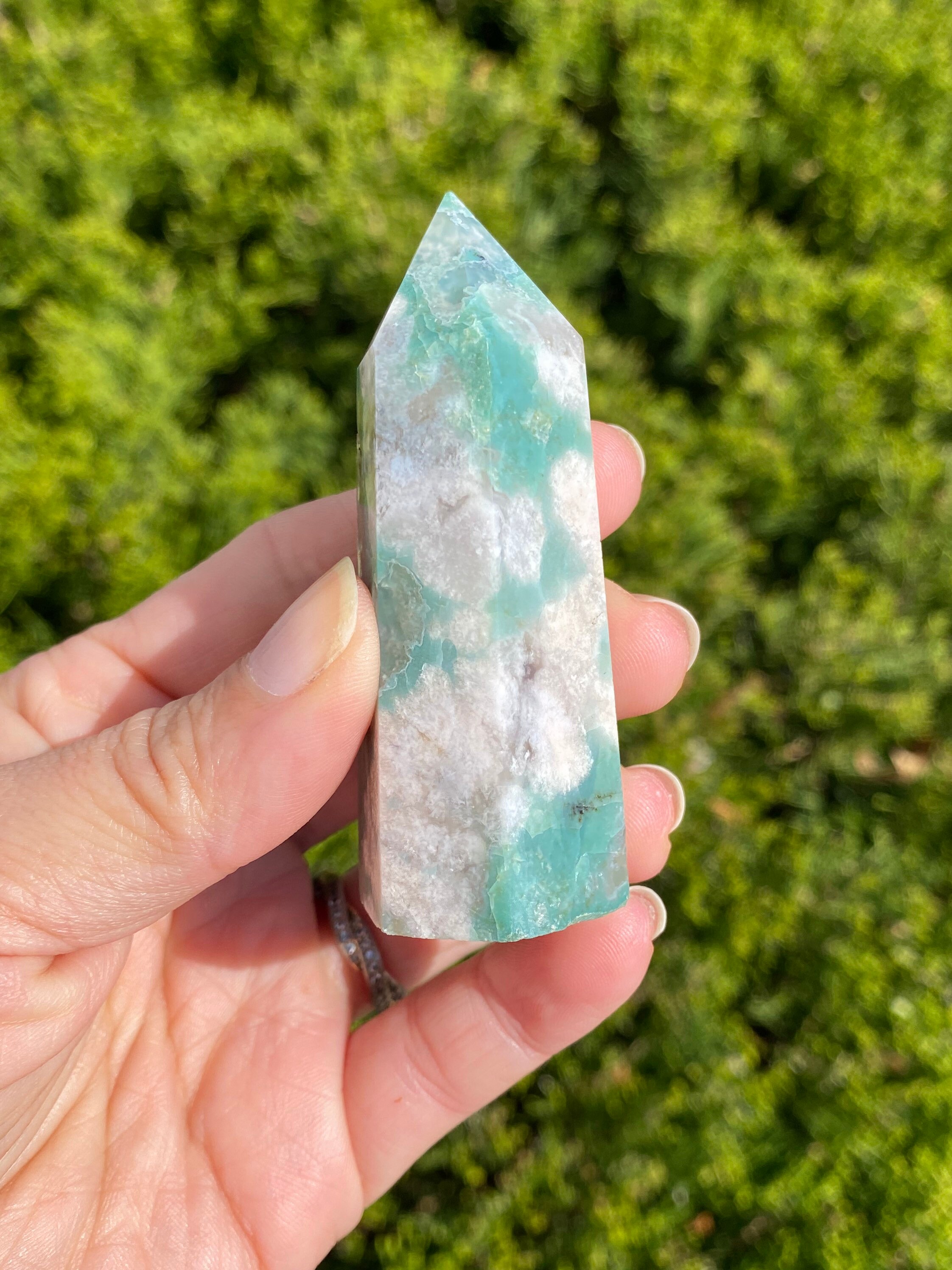 Gorgeous Green Flower Agate Tower | High Quality | With Natural