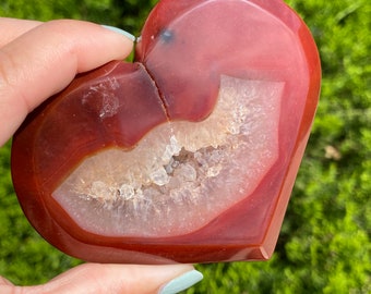 High Quality Carnelian Heart | Druzy
