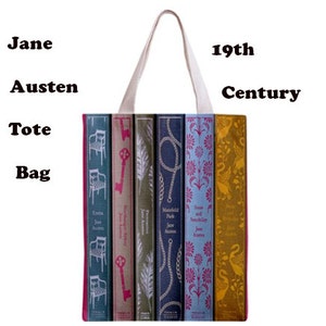 Jane Austen tote bag, 19th century, Tote bag, books, 19th century books,jane austen, bags, victorian literature imagem 1