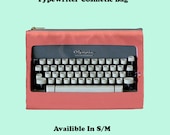 Typewriter Cosmetic Bag, Cosmetic Bag, Make Up Bag, typewriter, 50s , pink, 50s fashion, bags