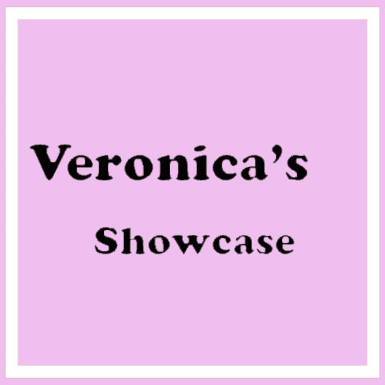 May include: A square graphic with a pale pink background and a white border. The text "Veronica's Showcase" is displayed in a bold, black font, centred within the pink area. The overall design is simple and clean.