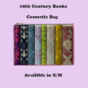 19th Century  Books  Cosmetic Bag, Cosmetic Bag, Make Up Bag, 19th Century books, Jane Austen, Pride and prejudice, Emma, 19th century