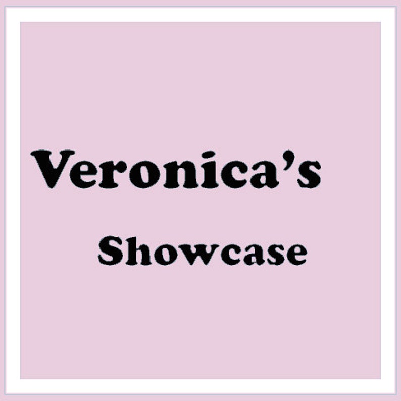 May include: A light pink square with a white border. The text "Veronica's Showcase" is displayed in black, bold font, centered on the pink background.