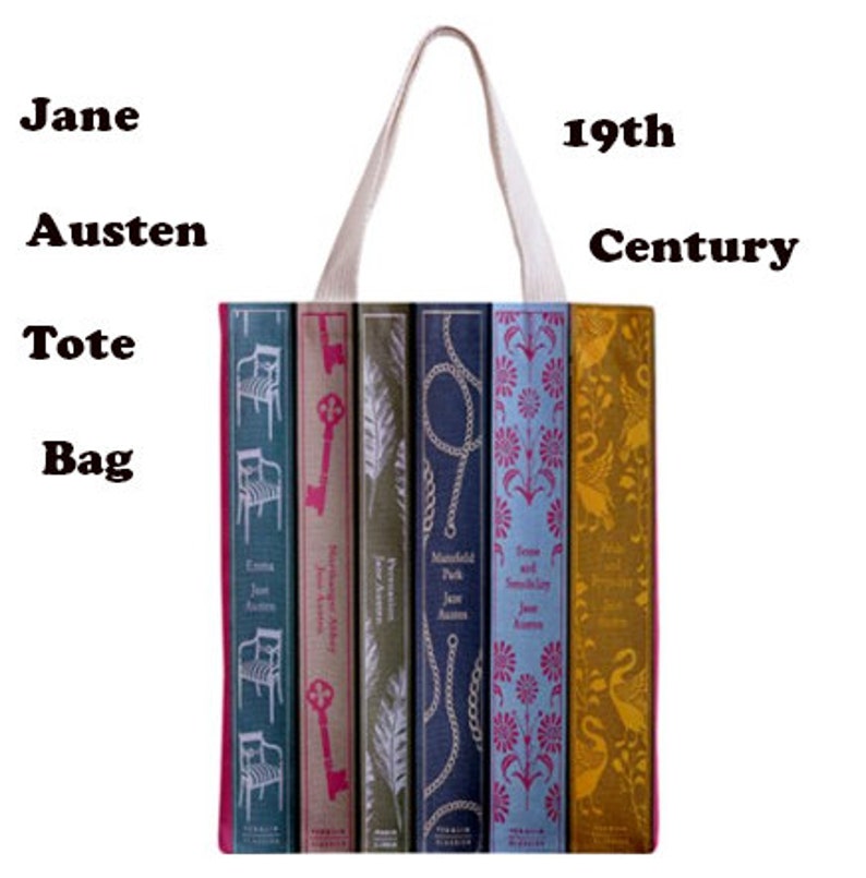 Jane Austen tote bag, 19th century, Tote bag, books, 19th century books,jane austen, bags, victorian literature imagem 1
