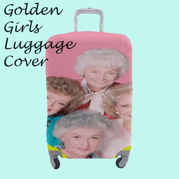 golden girls luggage cover, luggage, travel, fun, eighties, golden girls luggage cover, travel