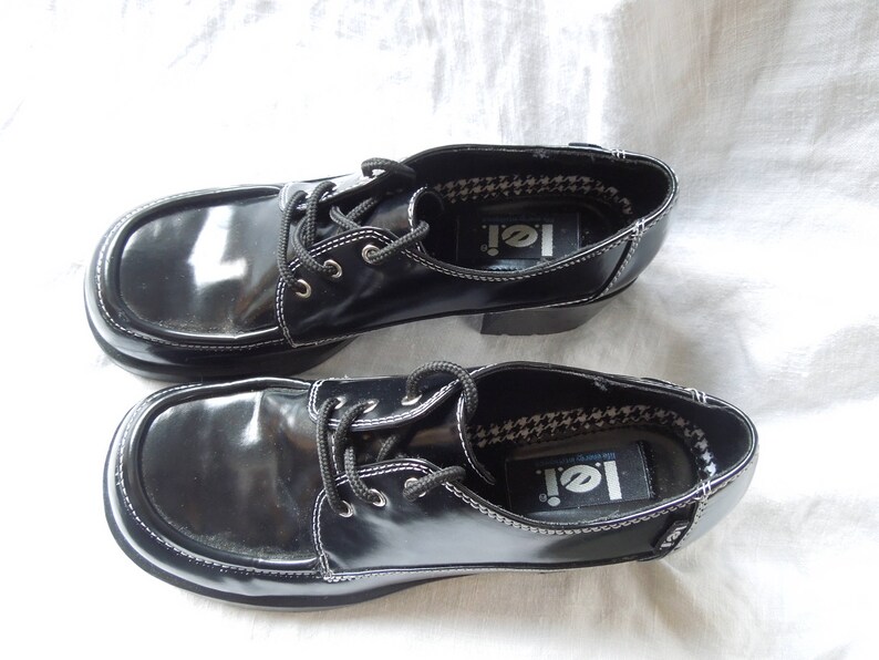 90s LEI Chunky Heeled Lace Up Schoolgirl Club Kid Shoes Us Etsy