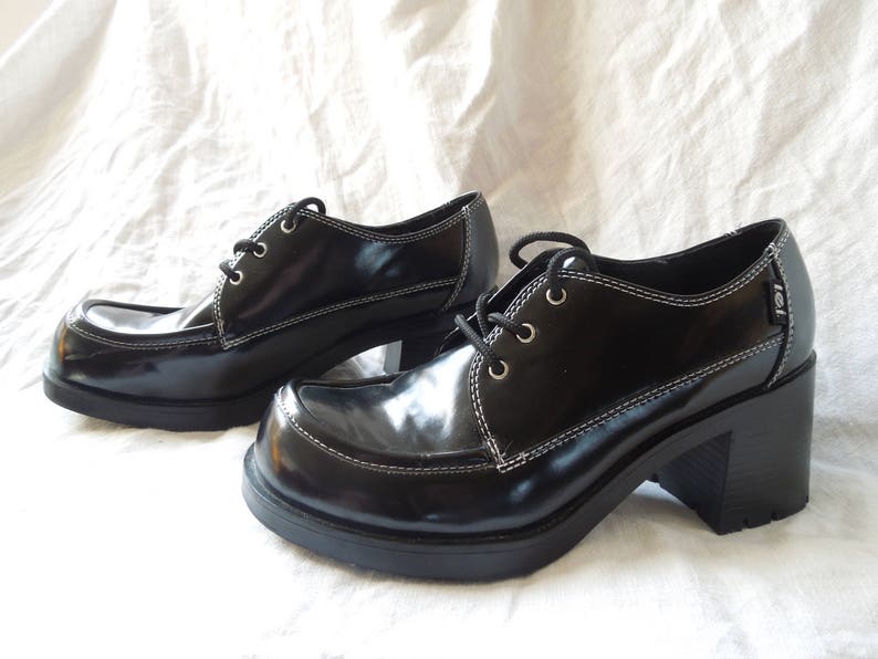 90s LEI Chunky Heeled Lace Up Schoolgirl Club Kid Shoes Us Etsy