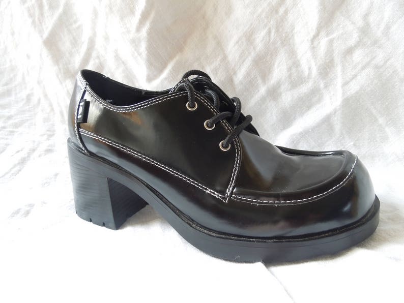 90s LEI Chunky Heeled Lace Up Schoolgirl Club Kid Shoes Us Etsy