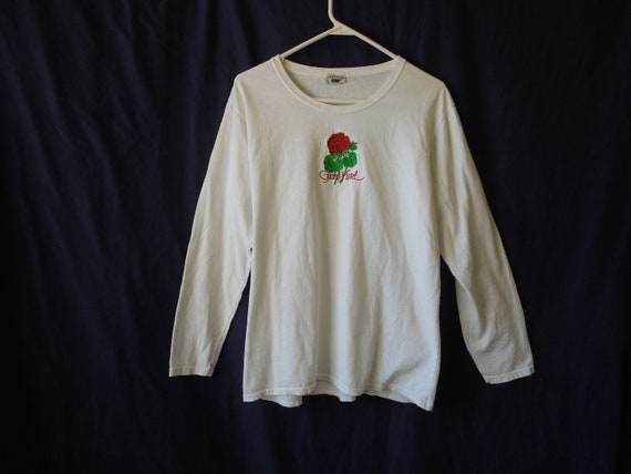 90s Grand Hotel Flower Embroidered Long Sleeve T-S