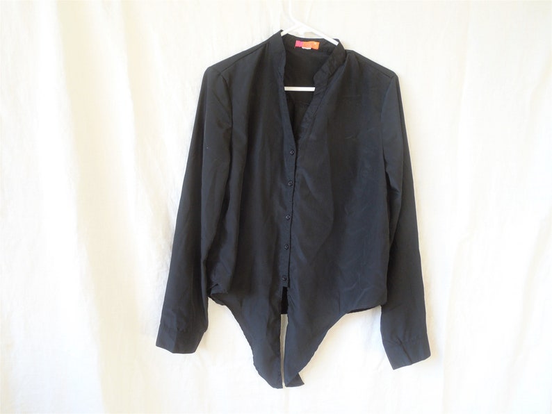 90s Tie Front Collarless Button Up Blouse