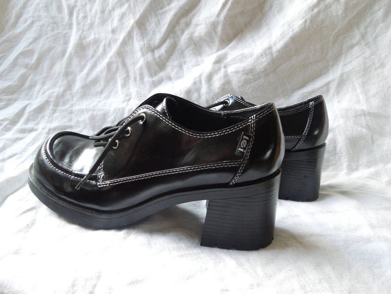 90s LEI Chunky Heeled Lace Up Schoolgirl Club Kid Shoes Us Etsy