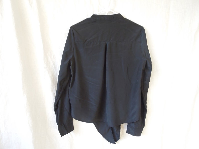90s Tie Front Collarless Button Up Blouse