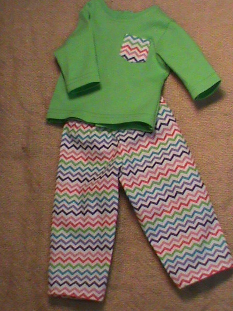 American Girl Doll Pajama Set 2 piece set Chevron Etsy