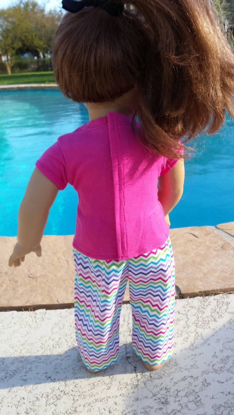 American Girl Doll Pajama Set 2 piece set Chevron Etsy