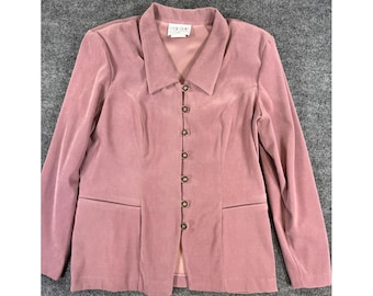 Vintage Leede Bede Mauve Suede Jacket Womens Size 16 Button Front 90s
