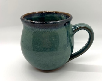 Green Ceramic Mug with dark rim, 16oz