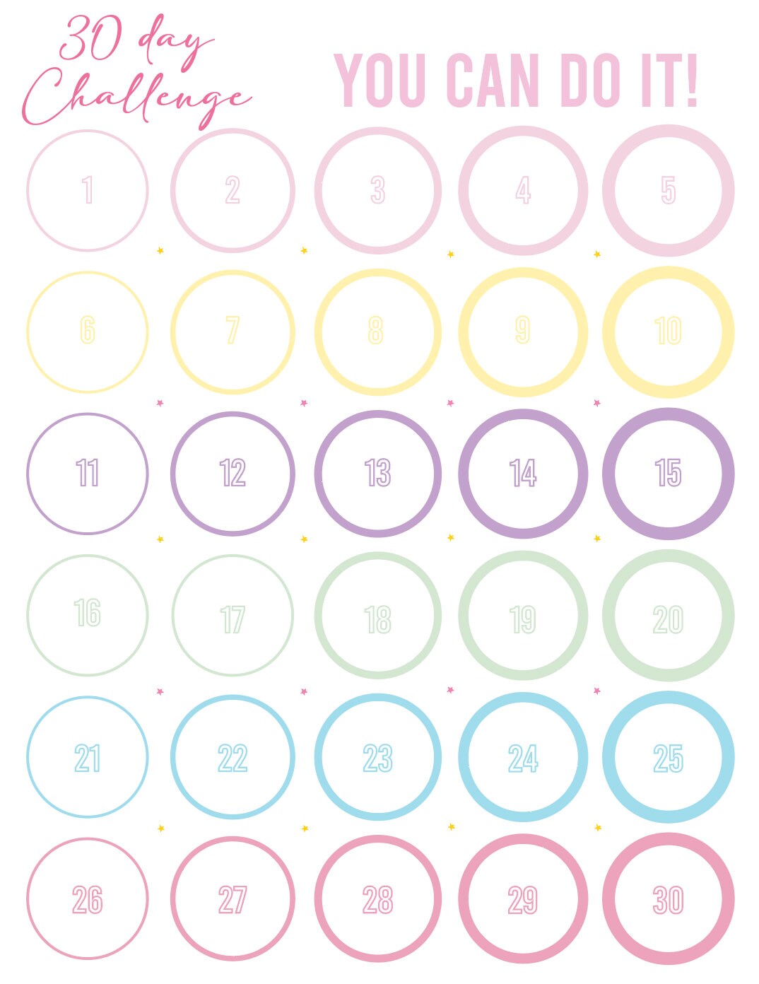 30day Challenge Chart Etsy