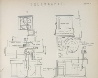 Antique Print Telegraphy Engraving Dated C1870's Duplex Working On Bridge System