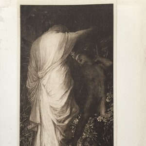 Antique Print 1901 Love And Death By G F Watts From Painting In The Tate Gallery Picture Home Decor Art