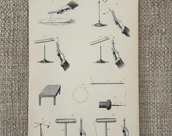 Lámina antigua sobre electricidad, c. 1870 – Grabado victoriano steampunk / Arte de historia de la ciencia / Lámina de física / Original