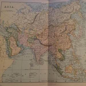 Antique Map Of Asia Dated C1870&#39;s Map Of The World Globe Atlas