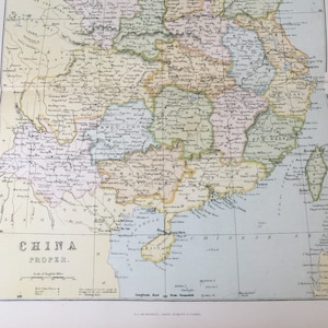 Antike Karte vom C1870 China Proper Asia Karte der Weltkugel chinesische Kunst Bild Home Decor