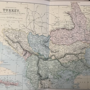 Antique Print Dated C1870's Map Of European Turkey Engraving Europe Map Of World