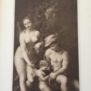 Antique Print Mercury Instructing Cupid In The Presence Of Venus By Correggio Dated C1901