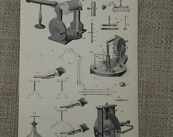 Grabado antiguo – Electricidad c. 1870 / Grabado científico victoriano / Arte steampunk ilustrado / Decoración de física del siglo XIX / Original